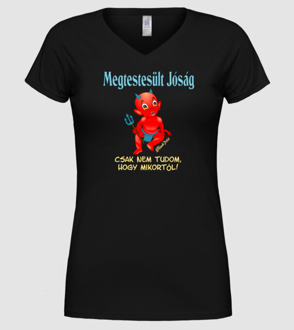Megtestesült Jóság Ördög minta fekete pólón