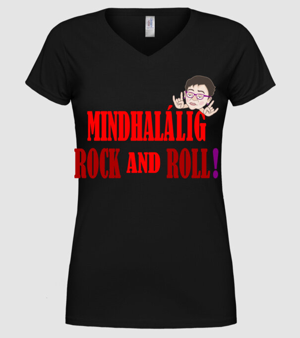Operatív Rock and Roll minta fekete pólón