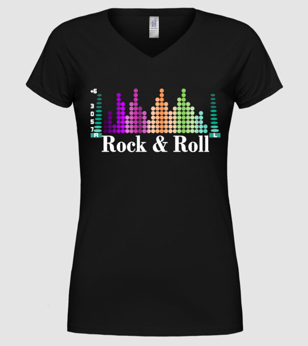 Rock and roll equalizer minta fekete pólón