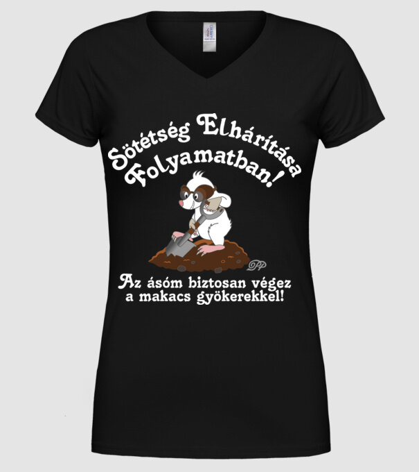 Sötétség Elhárítása -Fehér Vakond minta fekete pólón