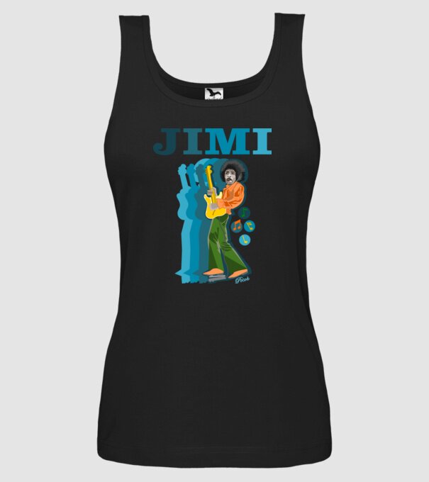 JIMI minta fekete pólón