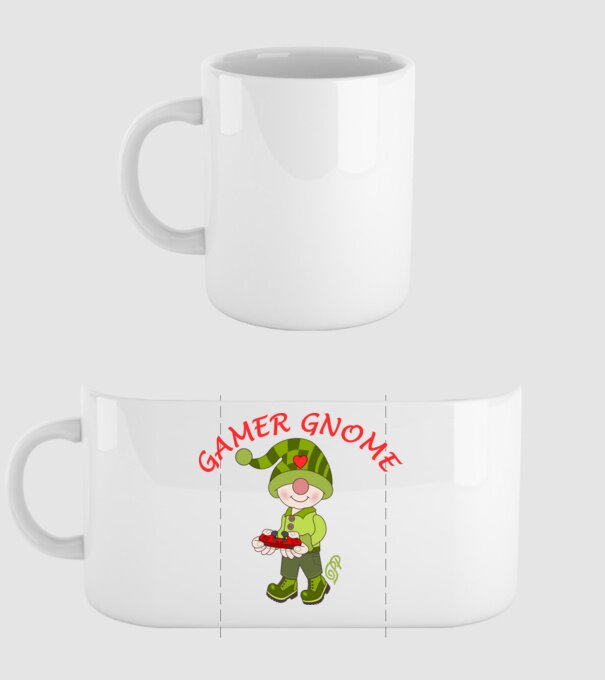 Gamer Gnome minta fehér pólón