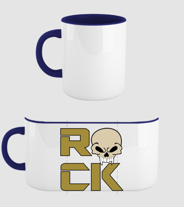 Rock koponyával minta sötétkék pólón