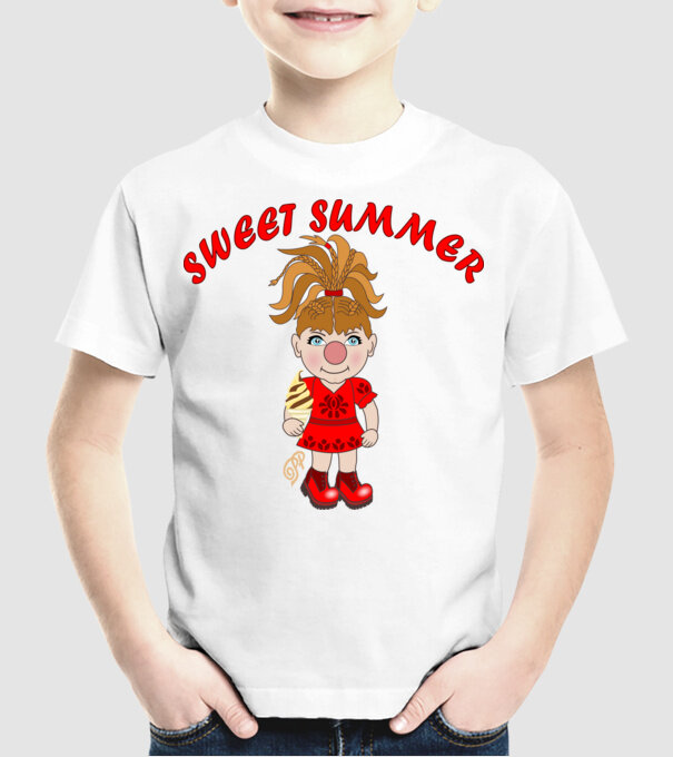 Édes Nyár Gnome minta fehér pólón