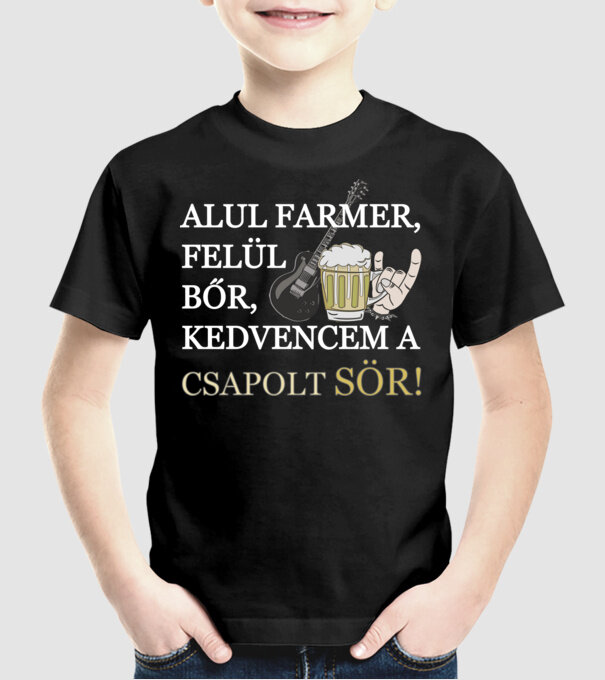 Csapolt Sör minta fekete pólón