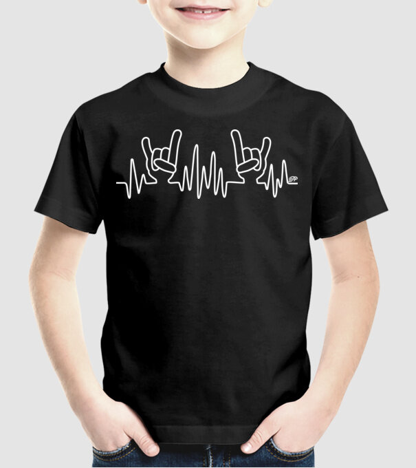 Metal Kardiogramm EKG minta fekete pólón