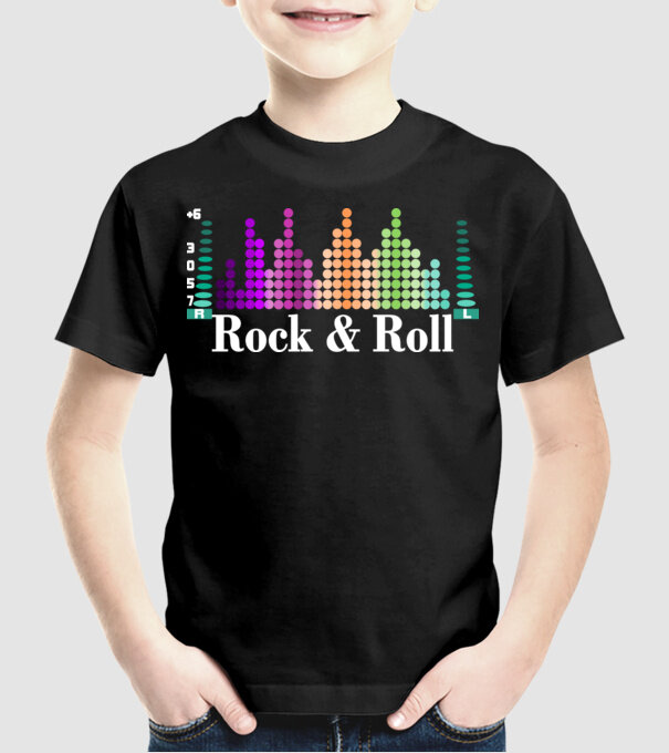 Rock and roll equalizer minta fekete pólón