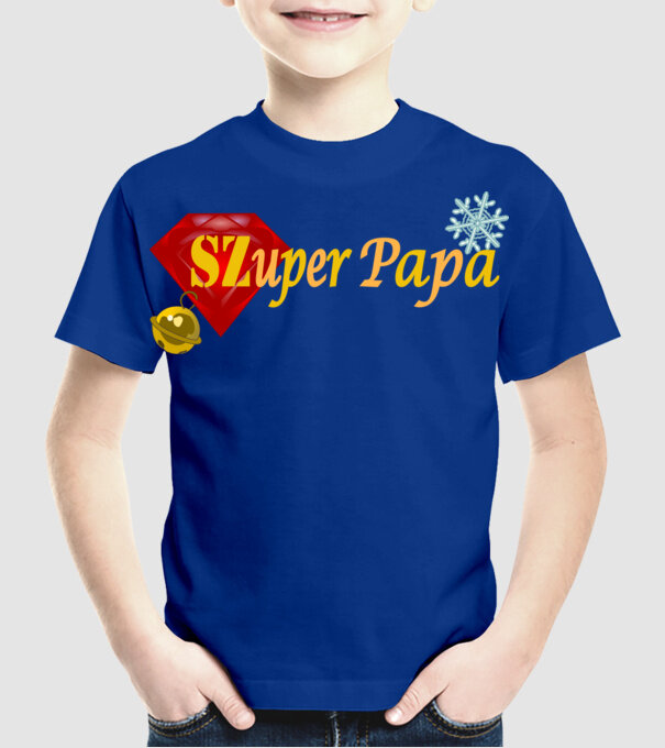 Karácsonyi Szuper Papa minta királykék pólón