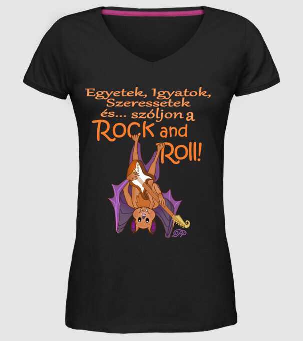 Denevér Rock minta fekete pólón