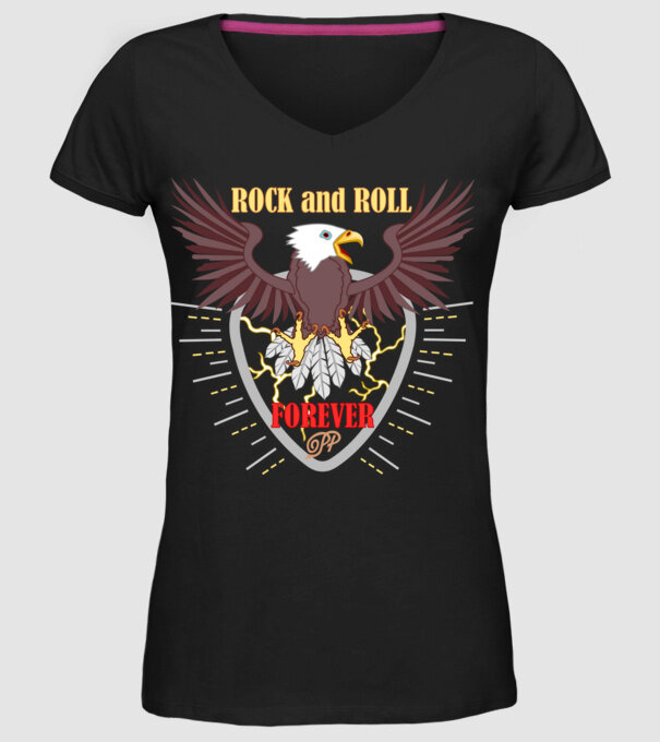 Rock and Roll Sas minta fekete pólón