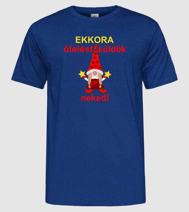Manóölelés minta királykék pólón