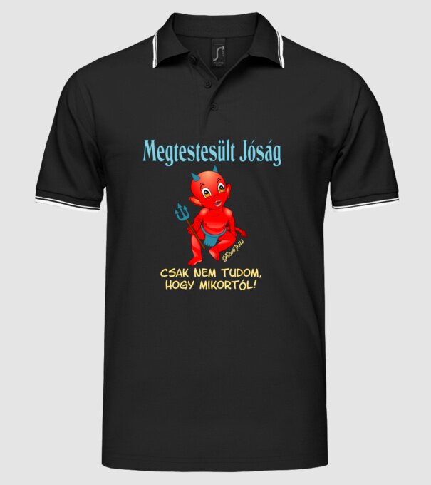 Megtestesült Jóság Ördög minta fekete pólón