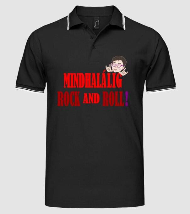 Operatív Rock and Roll minta fekete pólón