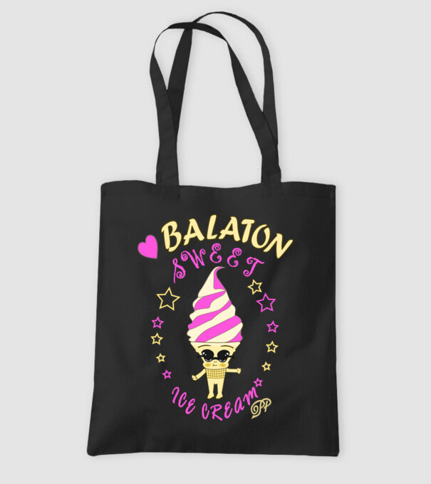 Balaton és Fagyi minta fekete pólón