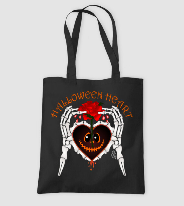 Halloween Szív minta fekete pólón