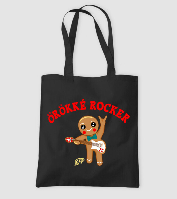 Örökké Rocker Mézi minta fekete pólón