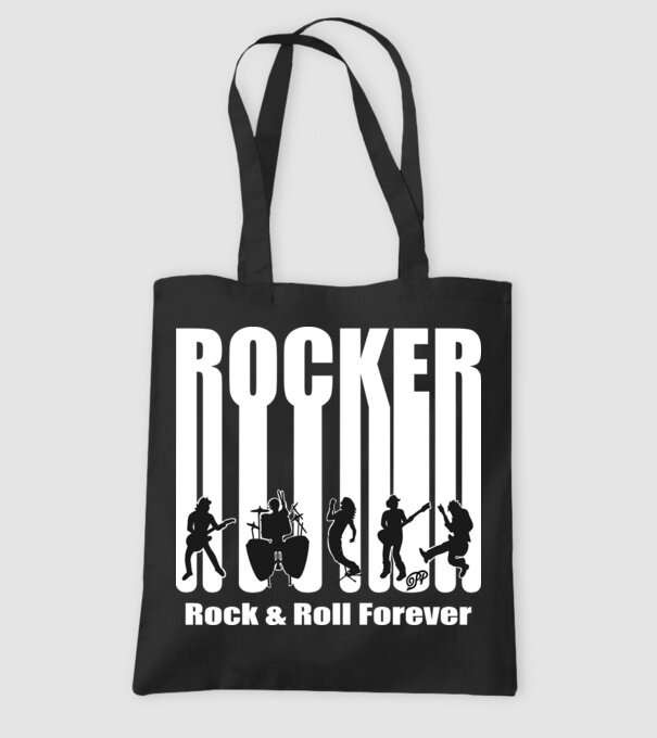 Rocker Vonalkód minta fekete pólón