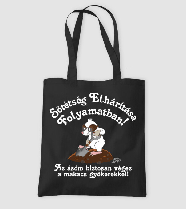 Sötétség Elhárítása -Fehér Vakond minta fekete pólón