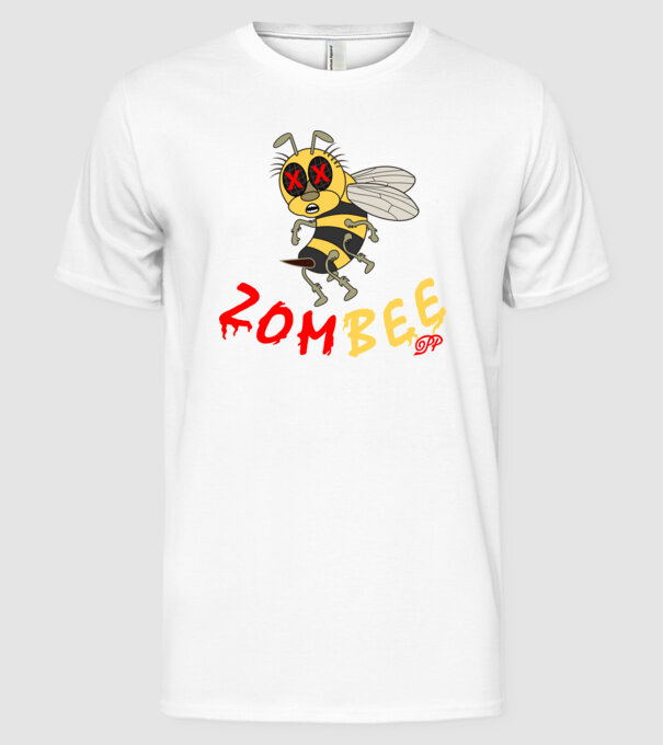 ZomBEE minta fehér pólón