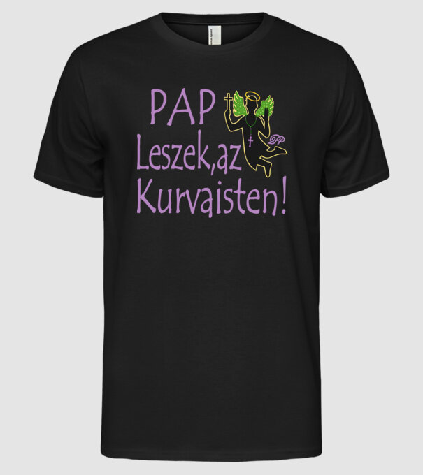 Álszent Pap minta fekete pólón