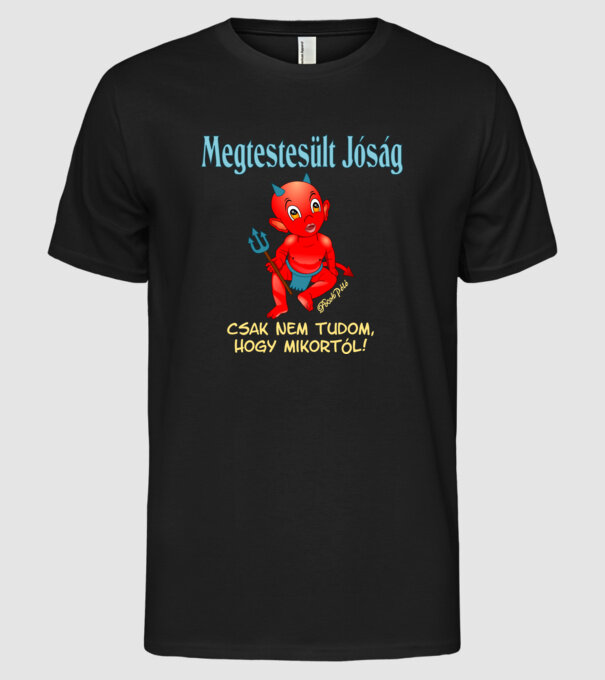 Megtestesült Jóság Ördög minta fekete pólón