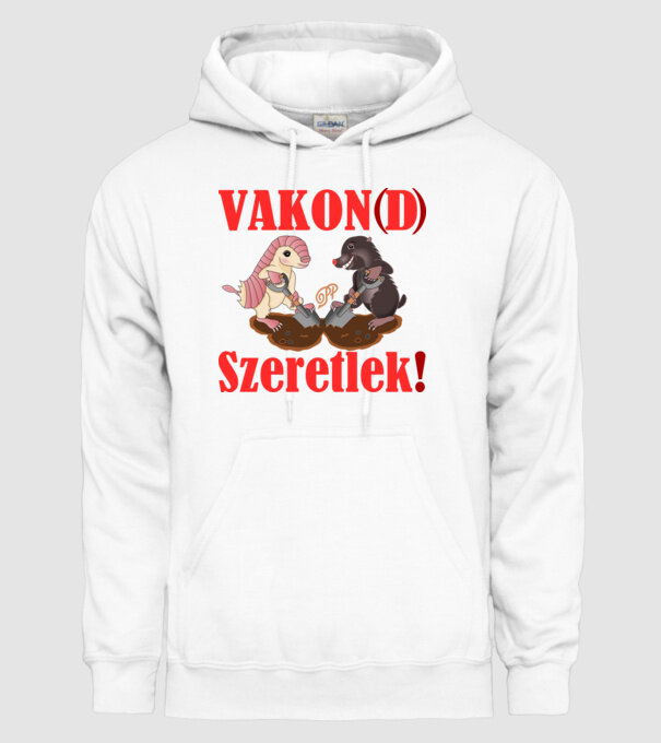 Vakon Szeretlek minta fehér pólón