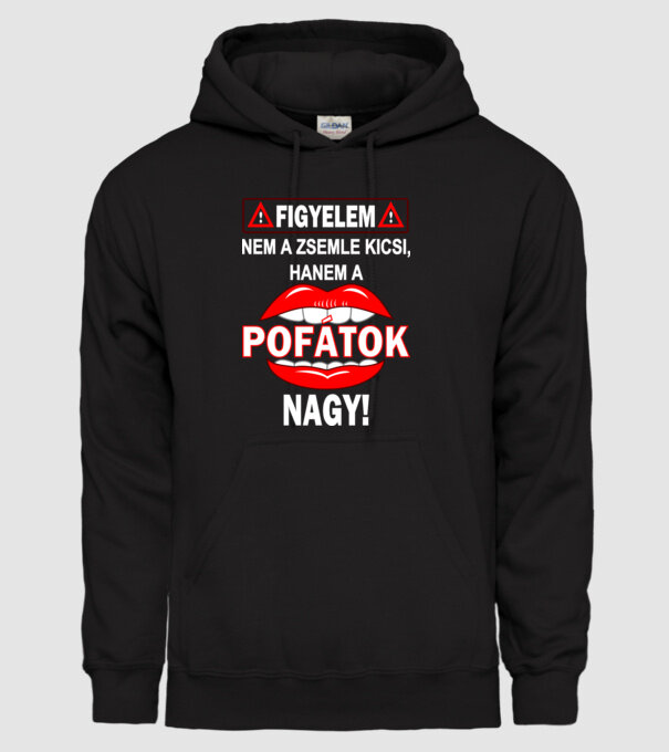 A pofátok nagy -piros, fehér minta fekete pólón