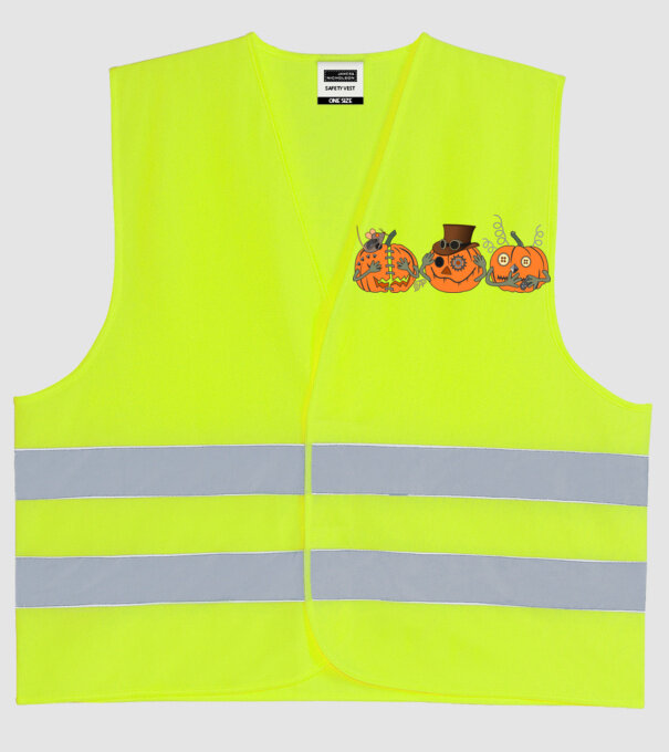 Három Steampunk Bölcs minta neonsárga pólón