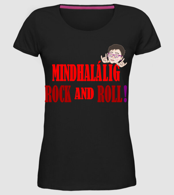 Operatív Rock and Roll minta fekete pólón
