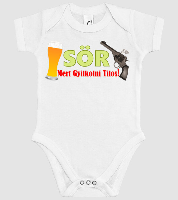 Sör és Revolver minta fehér pólón