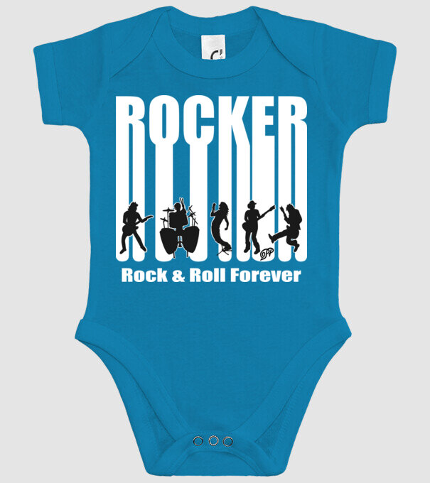 Rocker Vonalkód minta türkiz pólón