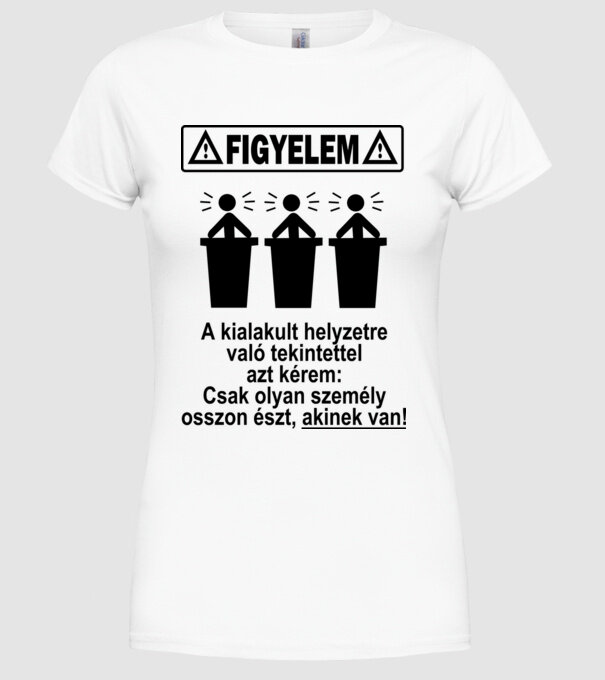 Figyelem Észt Osztanak fekete minta fehér pólón