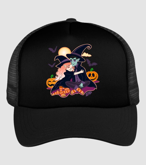 Halloweeni Pár minta fekete pólón