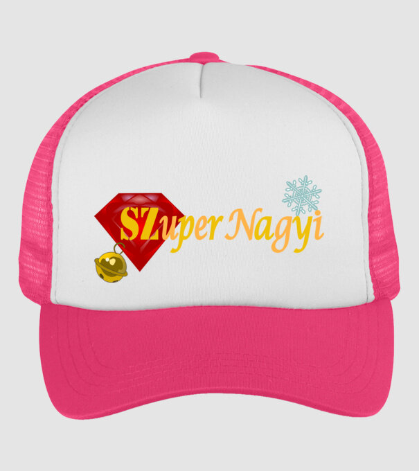 Karácsonyi Szuper Nagyi minta neonpink pólón