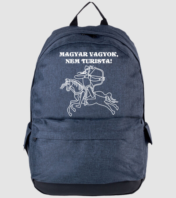 Magyar vagyok fehér minta farmerkék pólón