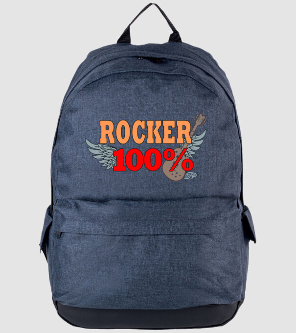 Száz Százalék Rocker Gitáros minta farmerkék pólón