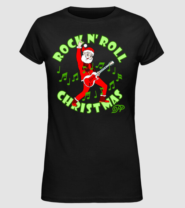 Rock Télapó minta fekete pólón