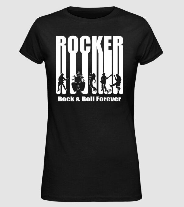 Rocker Vonalkód minta fekete pólón