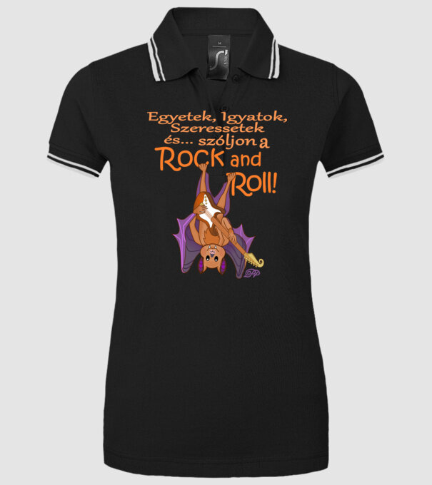 Denevér Rock minta fekete pólón