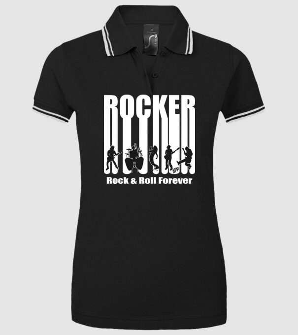Rocker Vonalkód minta fekete pólón