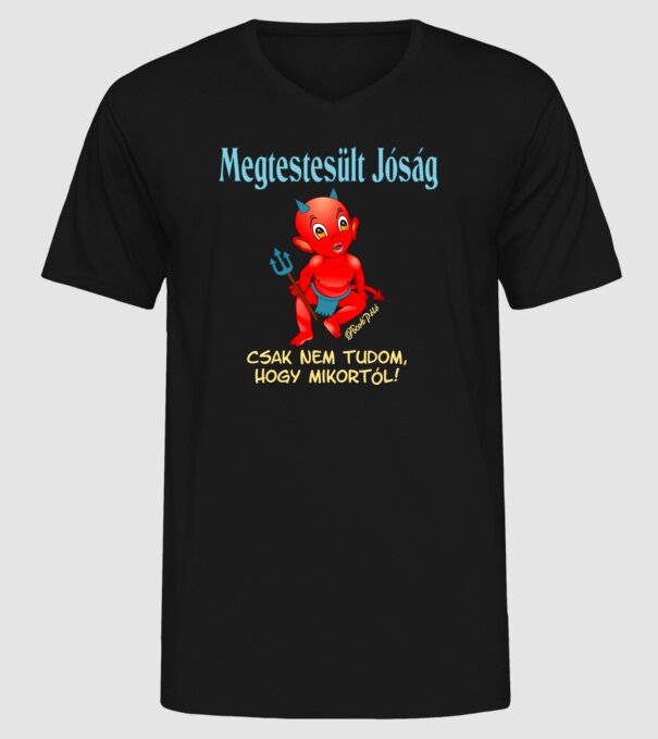 Megtestesült Jóság Ördög minta fekete pólón
