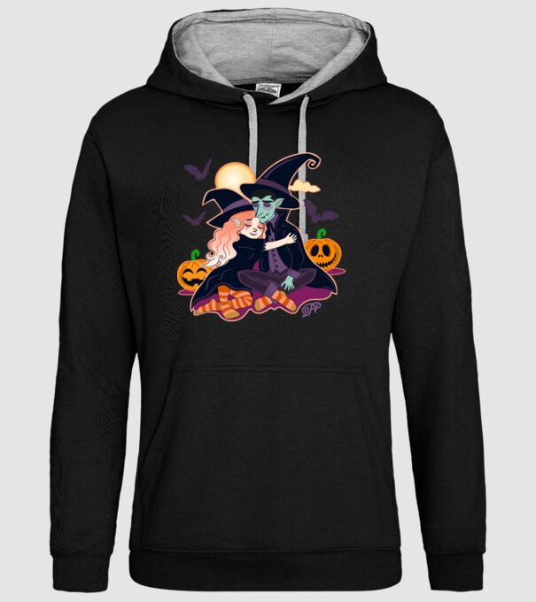 Halloweeni Pár minta fekete pólón
