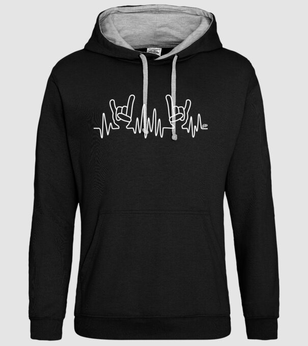 Metal Kardiogramm EKG minta fekete pólón