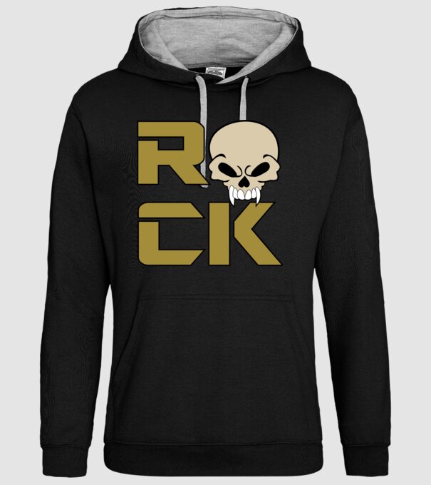 Rock koponyával minta fekete pólón