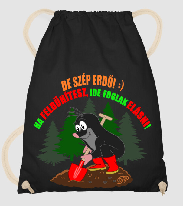 Dühös Vakond Erdőben A minta fekete pólón