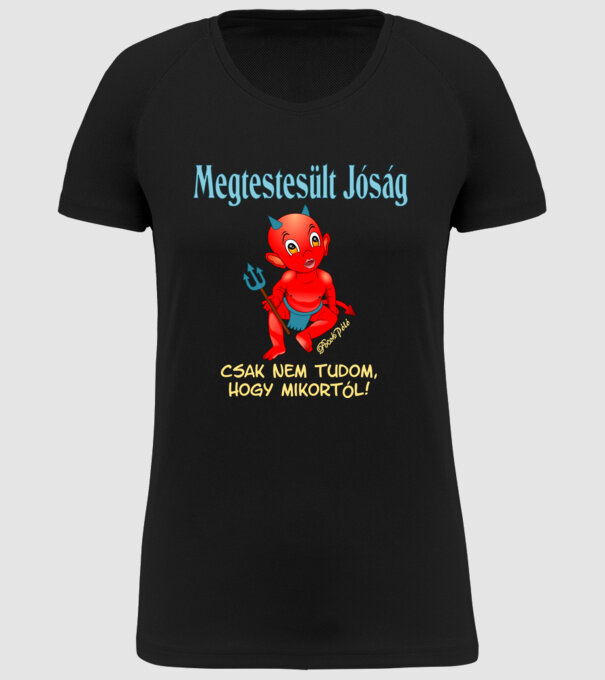 Megtestesült Jóság Ördög minta fekete pólón