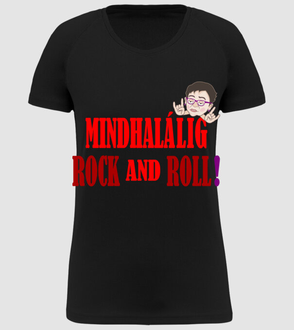 Operatív Rock and Roll minta fekete pólón