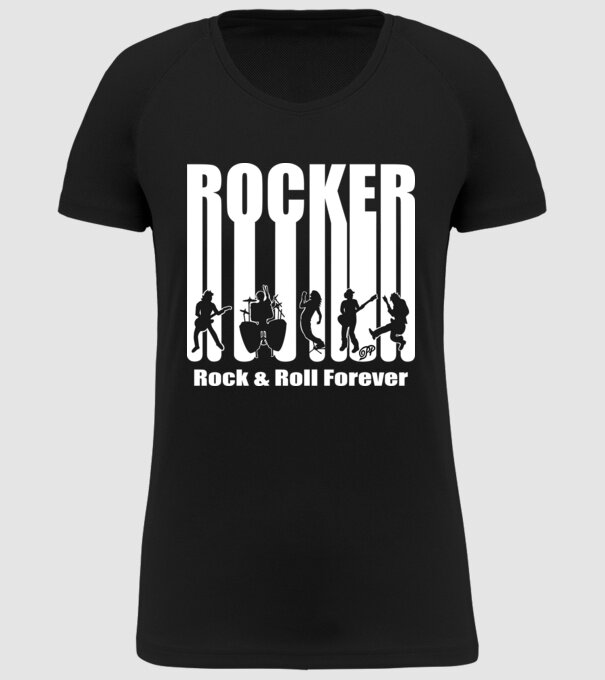 Rocker Vonalkód minta fekete pólón