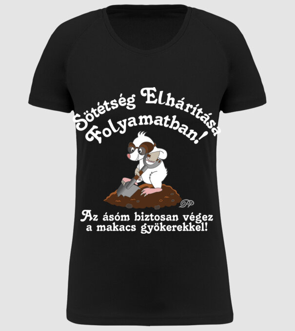Sötétség Elhárítása -Fehér Vakond minta fekete pólón