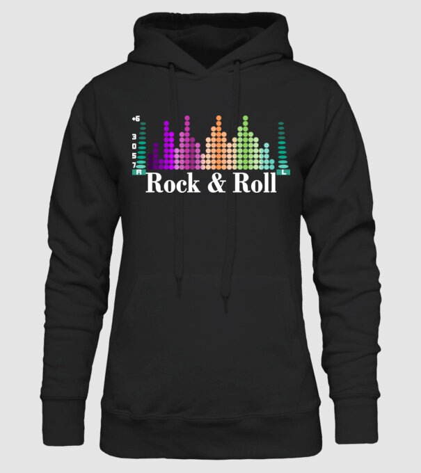 Rock and roll equalizer minta fekete pólón